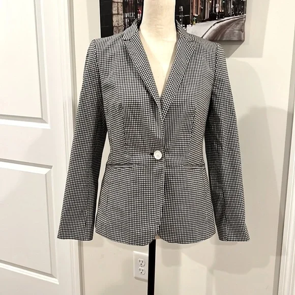 Talbots Gingham Patterned One Button Blazer - Picture 2 of 10